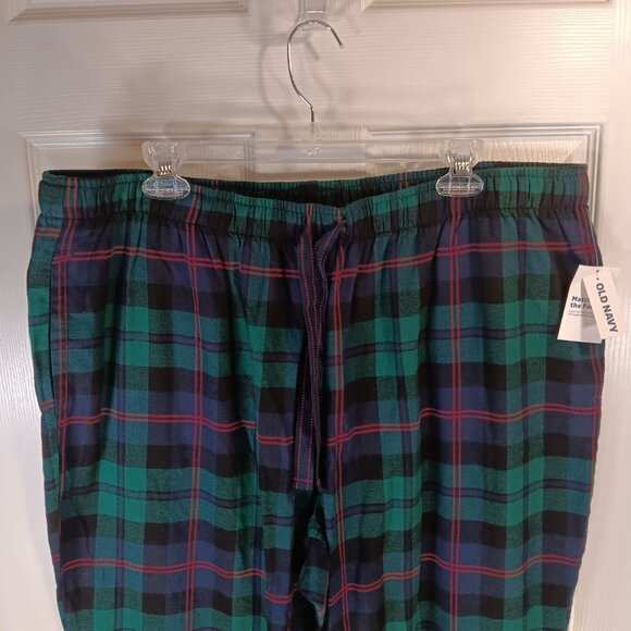Old Navy NWT Green Blue Plaid Pajama Lounge PJ Sleep Pants Unisex Men's Size XL - Picture 6 of 15